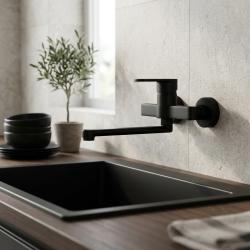 black-wall-mounted-kitchen-faucet